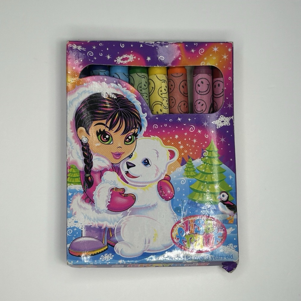New Lisa Frank Crayons Box of 8 Happy Colors Vintage Rainbow Girl Polar Bear‎